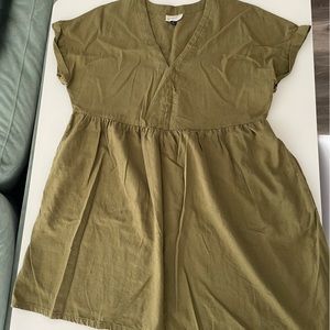 Olive Green Linen Dress
